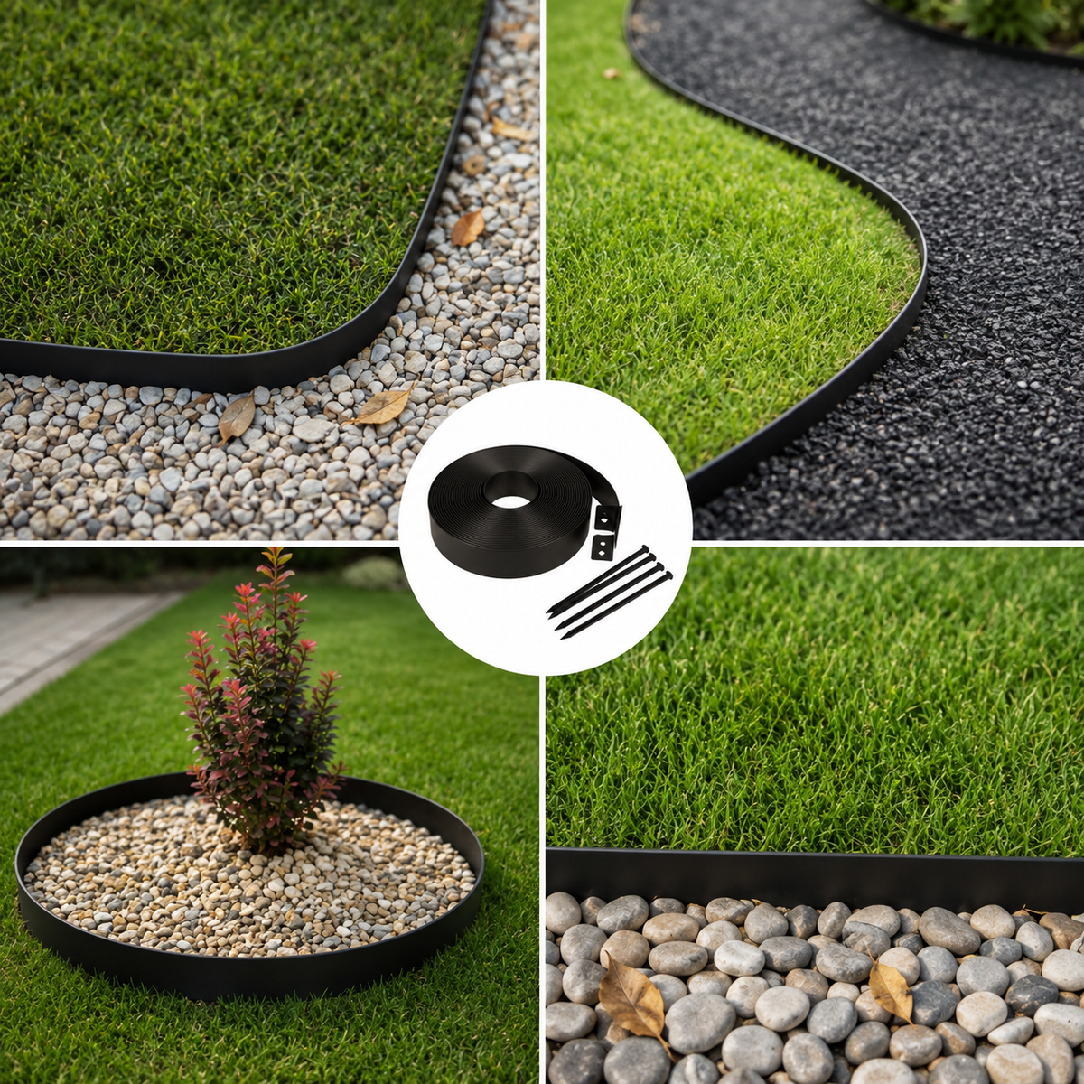 Garden Edging Kit – Flexible No-Dig Lawn Edging with Anchoring Spikes – 5M, 10M & 20M