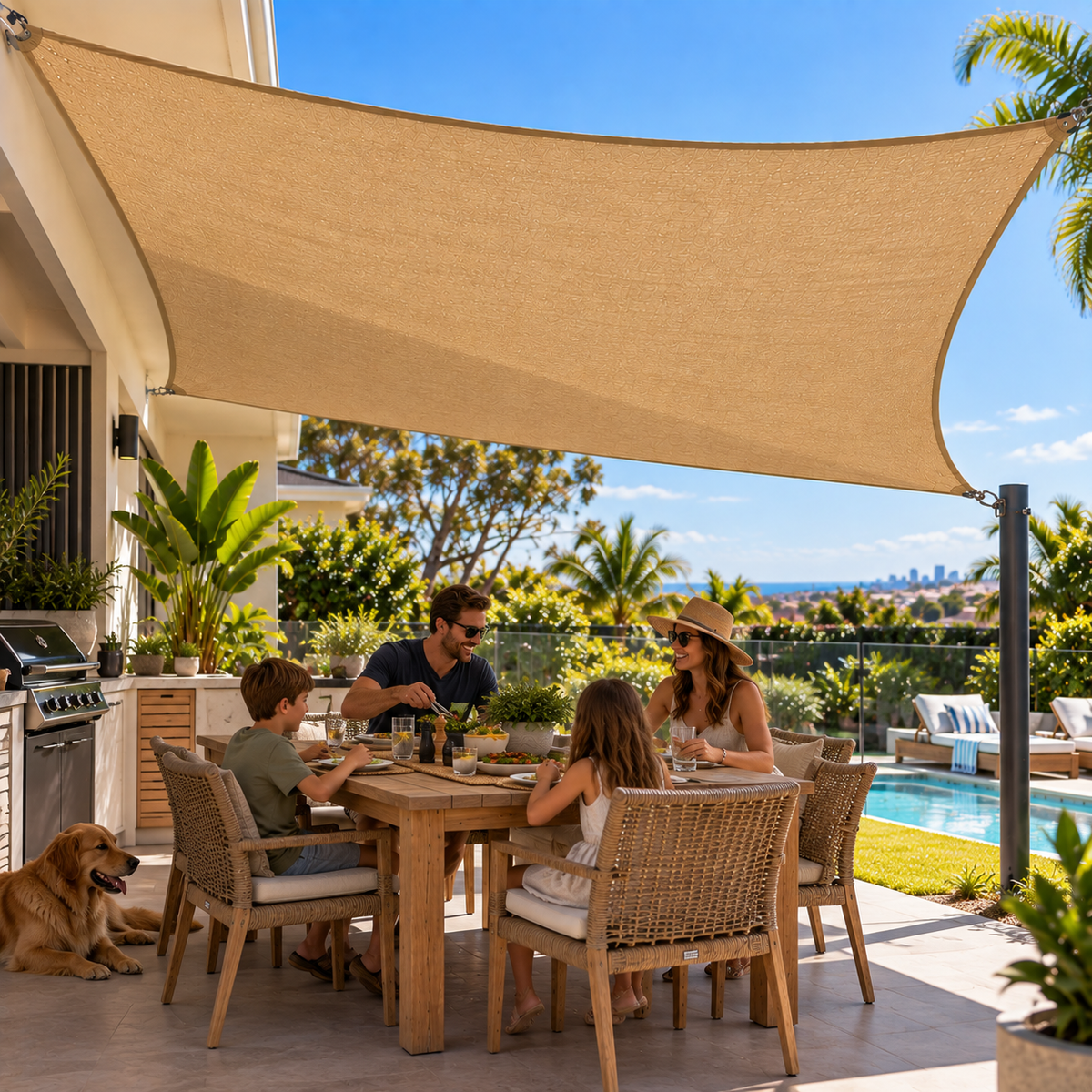 Shade Sail – Heavy Duty HDPE UV & Wind Protection Outdoor Sun Shade