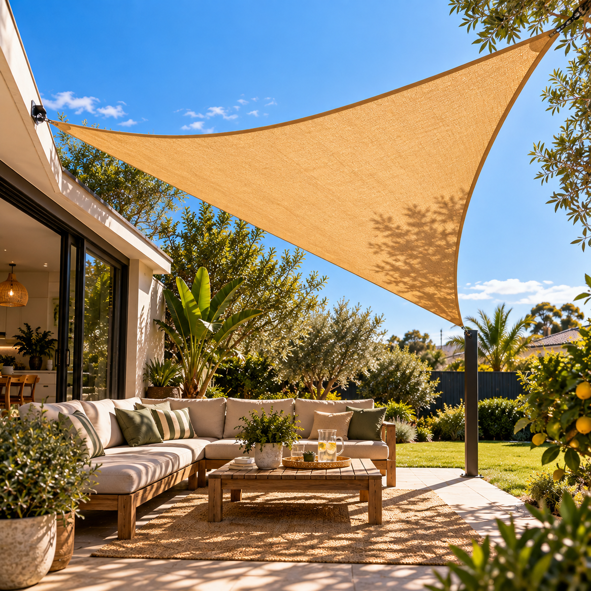 Shade Sail Triangle – Breathable HDPE UV Protection Outdoor Sun Shade
