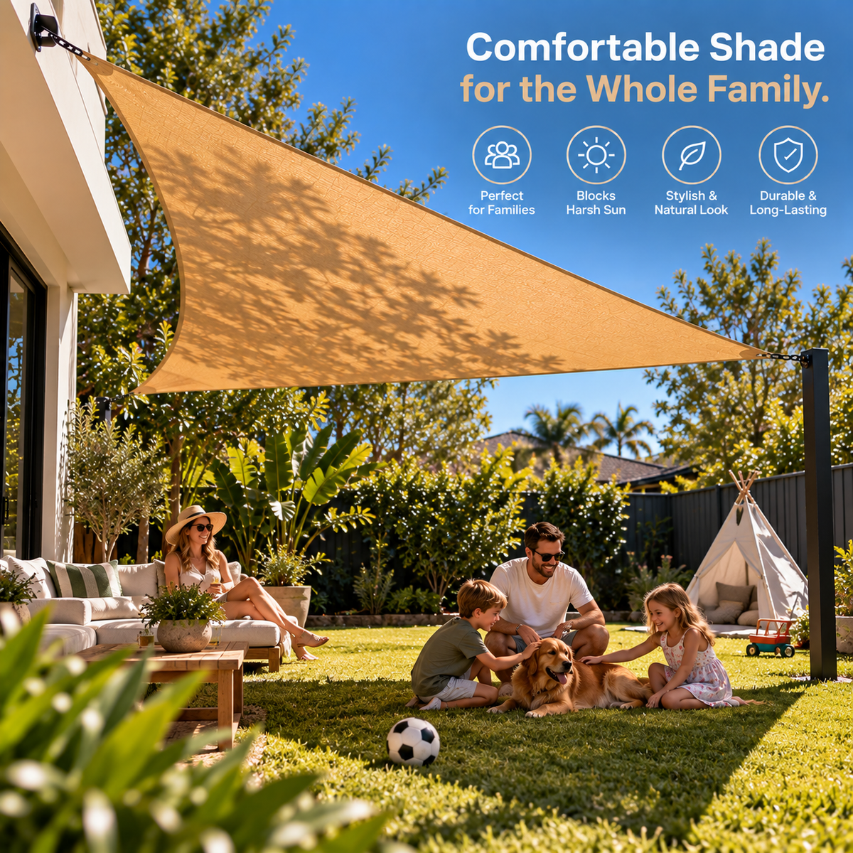 Shade Sail Triangle – Breathable HDPE UV Protection Outdoor Sun Shade