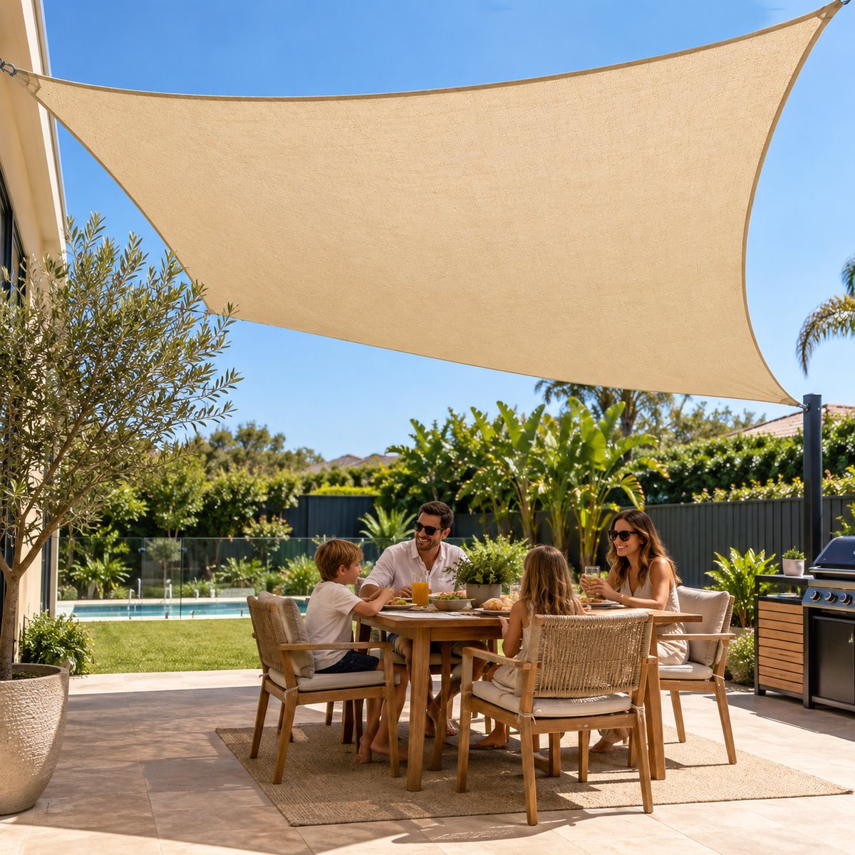 Shade Sail Rectangle – Breathable HDPE UV Protection Outdoor Sun Shade