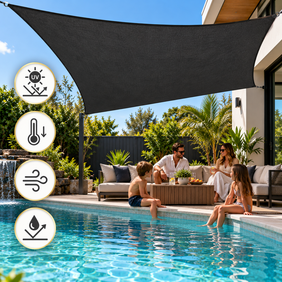 Shade Sail Black – Breathable HDPE UV Protection Outdoor Sun Shade