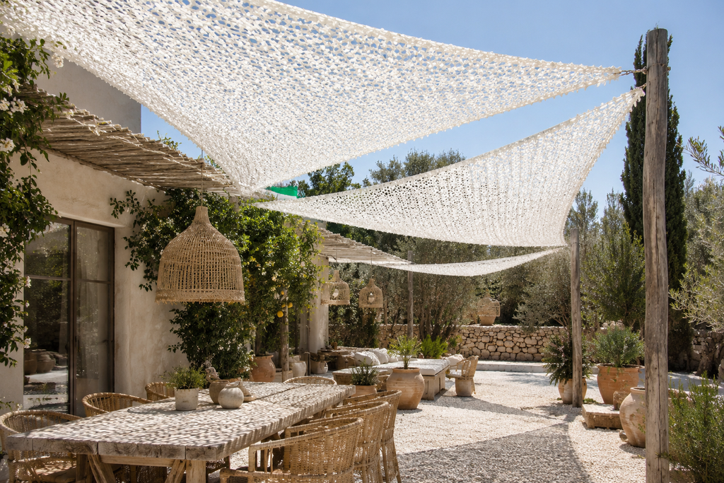 Triangle Shade Sail – White Camouflage Netting | 3m, 4m, 5m