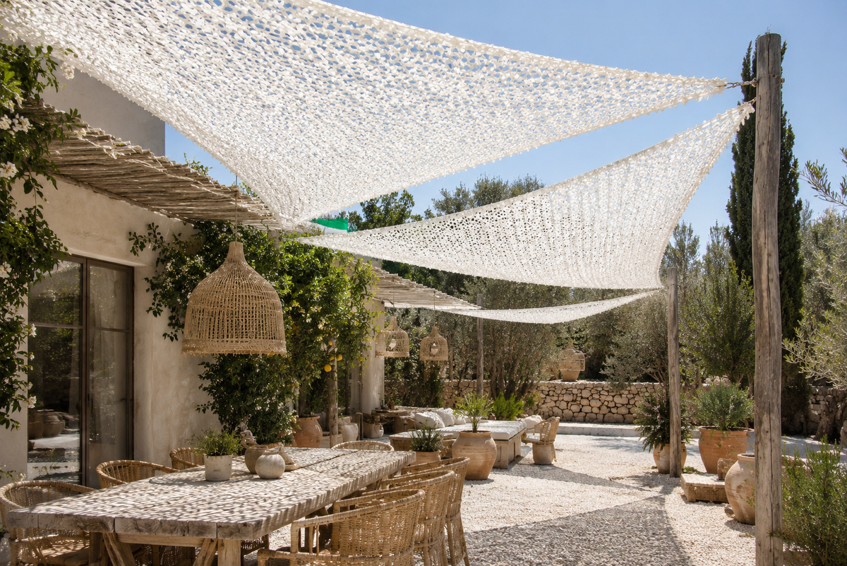 Triangle Shade Sail – White Camouflage Netting | 3m, 4m, 5m