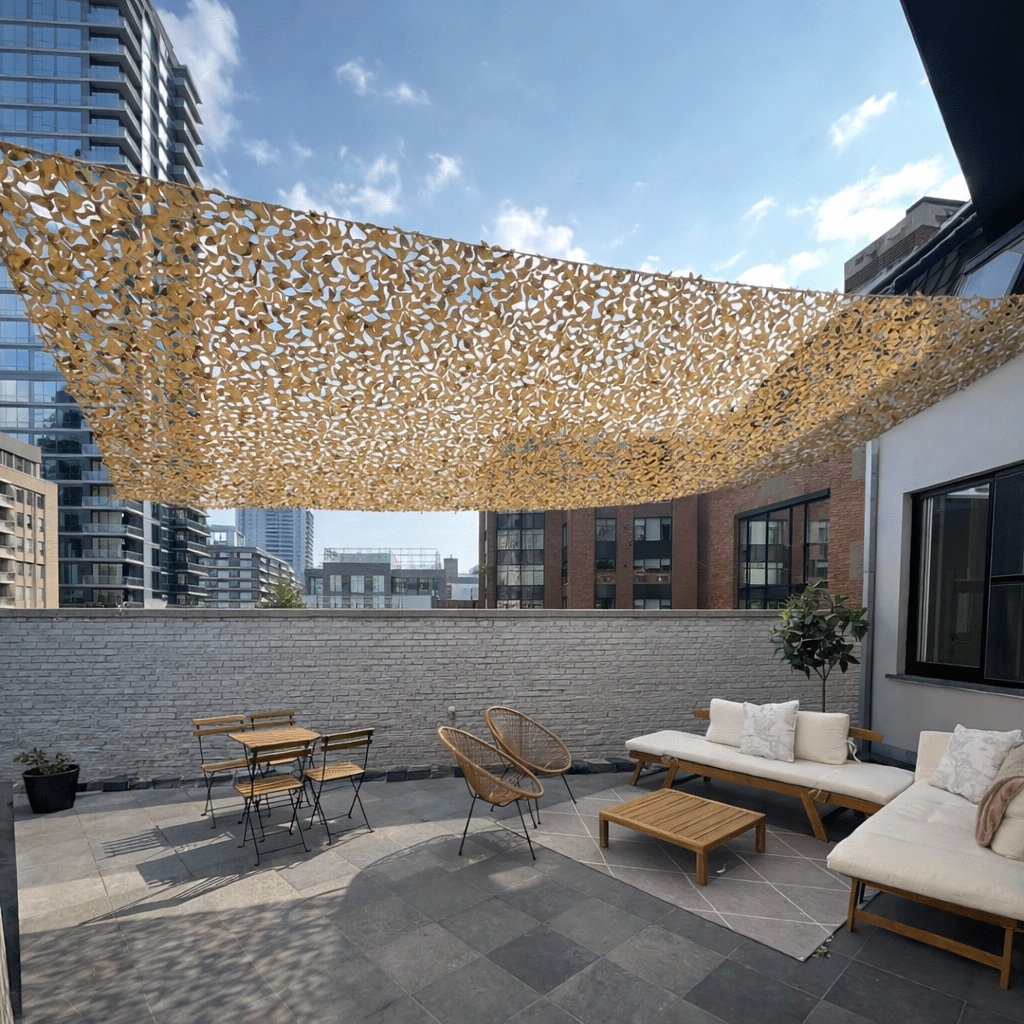 Shade Sail – Sand Camouflage Netting with Steel Reinforcement