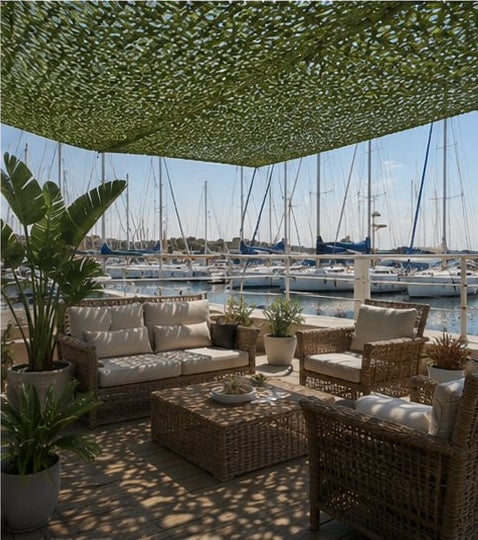 Shade Sail – Green Camouflage Netting | Reinforced Ripstop Outdoor Shade