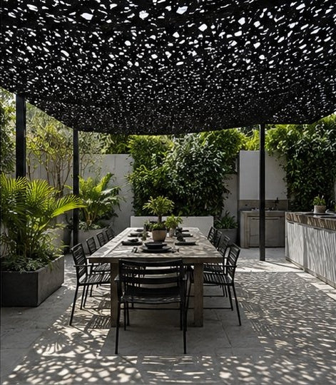 Shade Sail – Black Camouflage Netting | Reinforced Ripstop Outdoor Shade