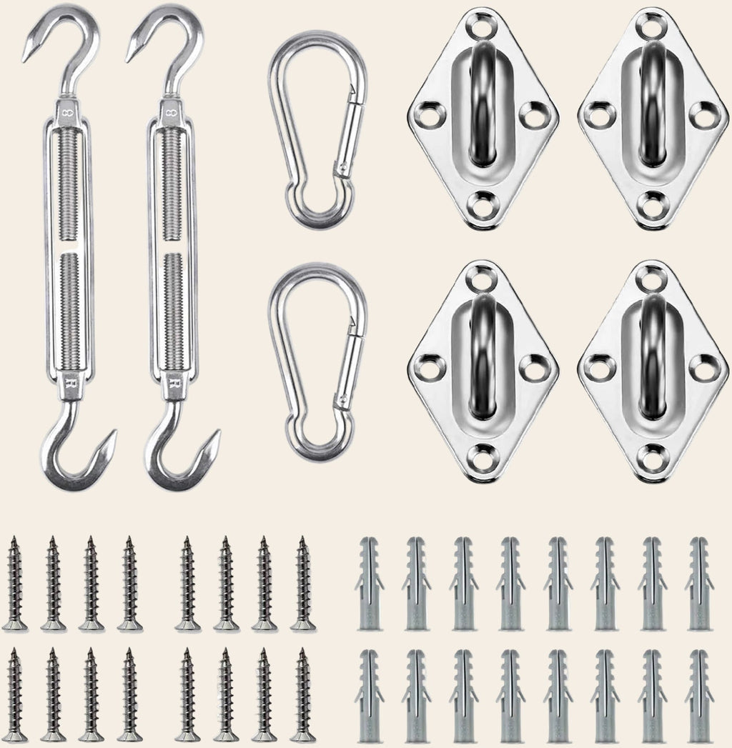 Shade Sail Hardware Kit – 304 Stainless Steel Fixing Kit 40/80PCS