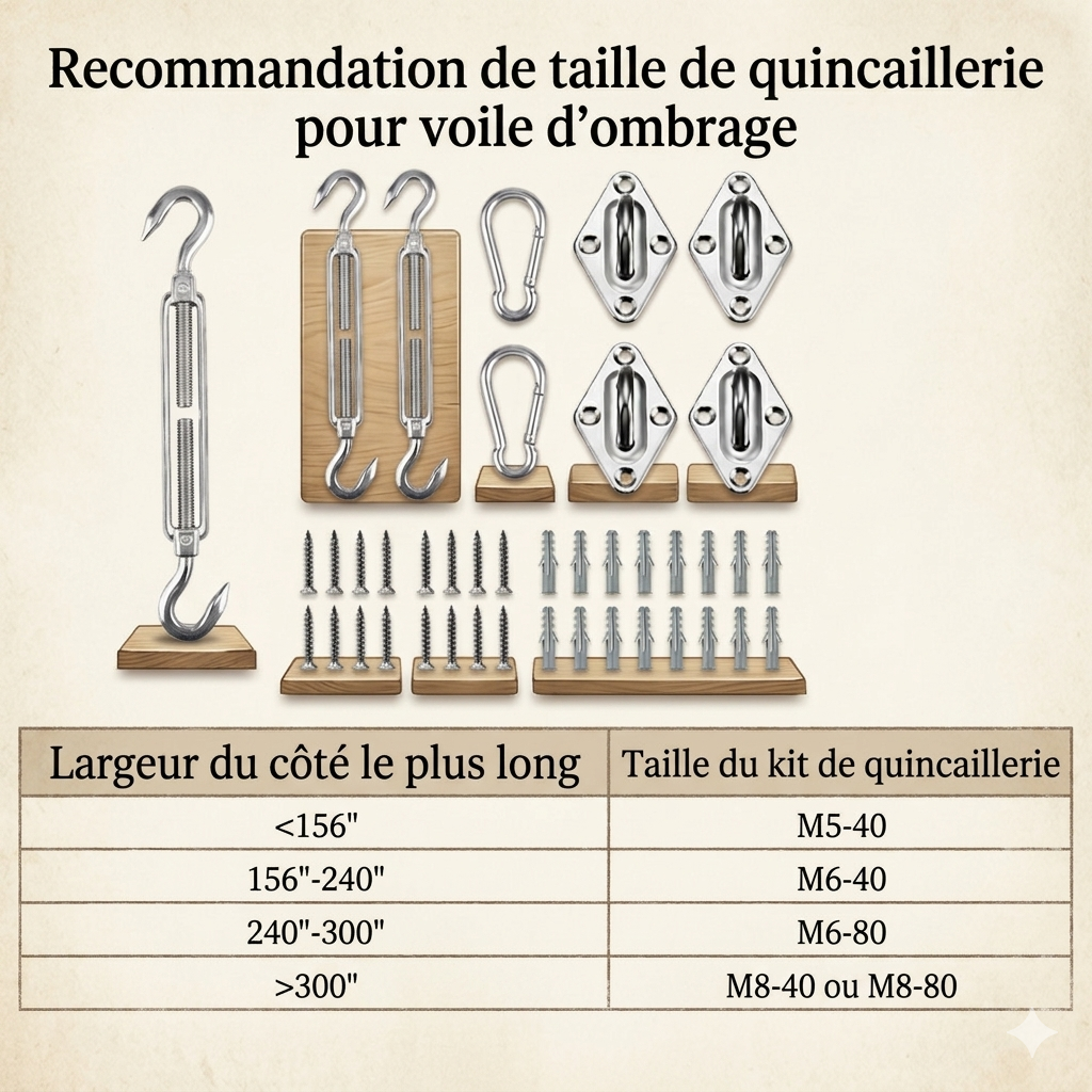 Shade Sail Hardware Kit – 304 Stainless Steel Fixing Kit 40/80PCS