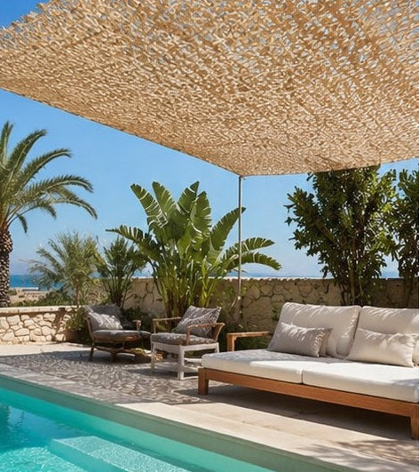 Shade Sail – Sand Camouflage Netting | Reinforced Ripstop Outdoor Shade