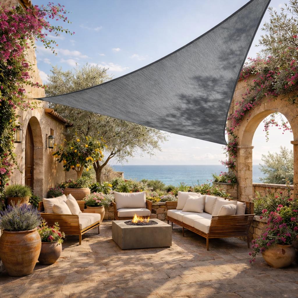 Shade Sail Triangle – Breathable HDPE UV Protection Outdoor Sun Shade
